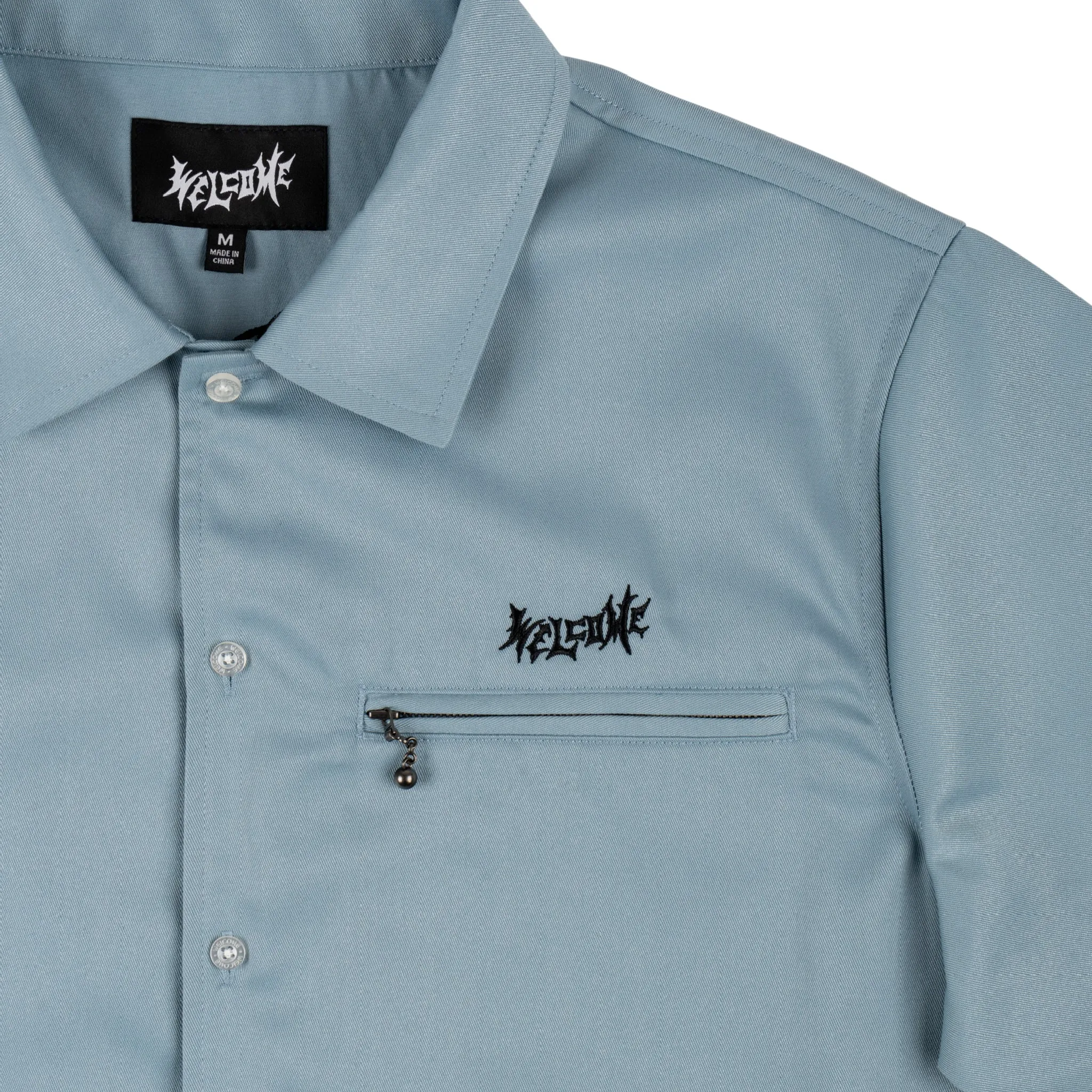 Mace Embroidered Twill Work Shirt - Slate