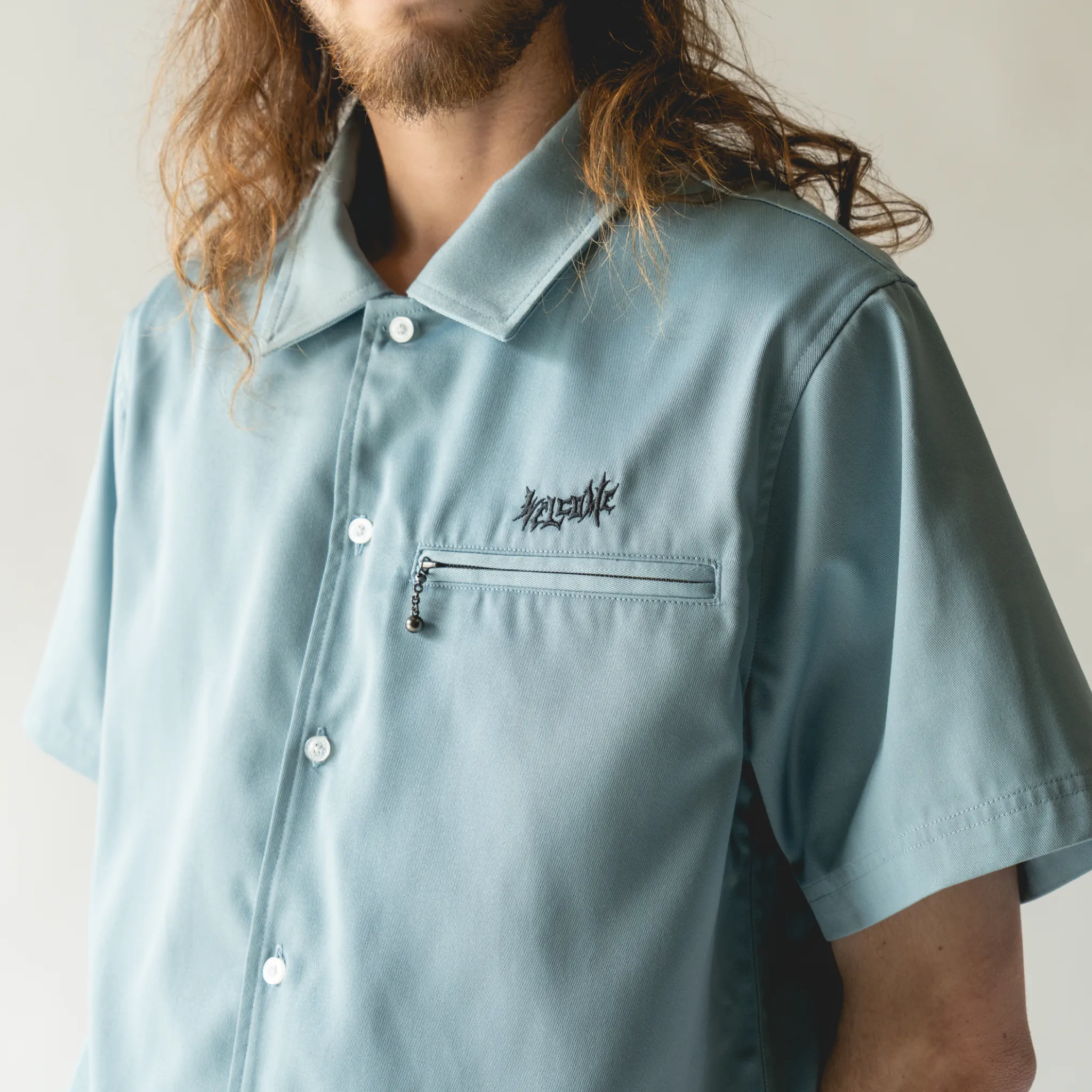 Mace Embroidered Twill Work Shirt - Slate