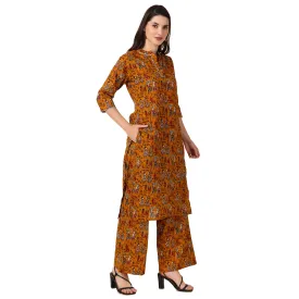 MAGNETISM  Kalamkari GUJRI Print Cotton Kurti mustard