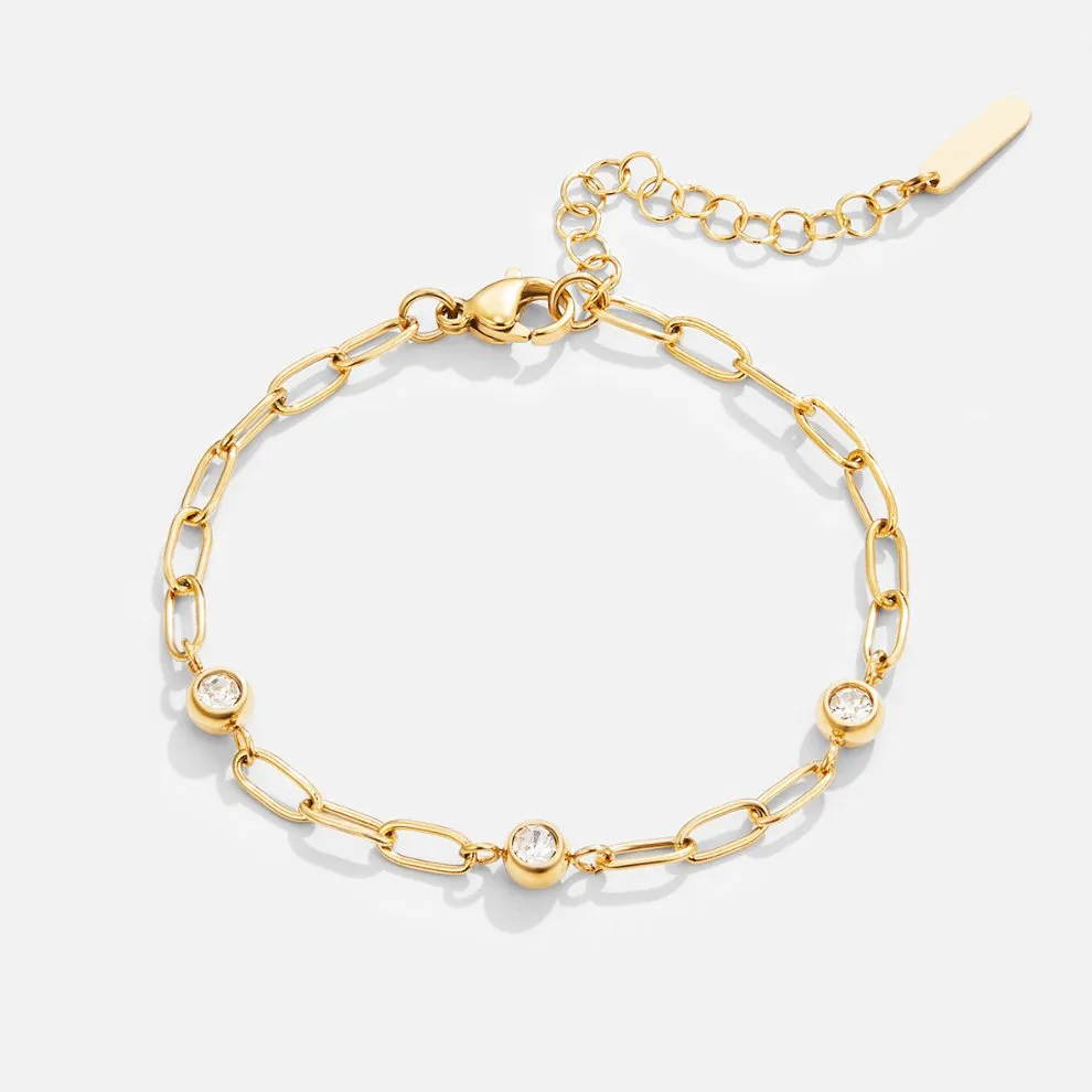 Monica Crystal & Gold Chain Bracelet