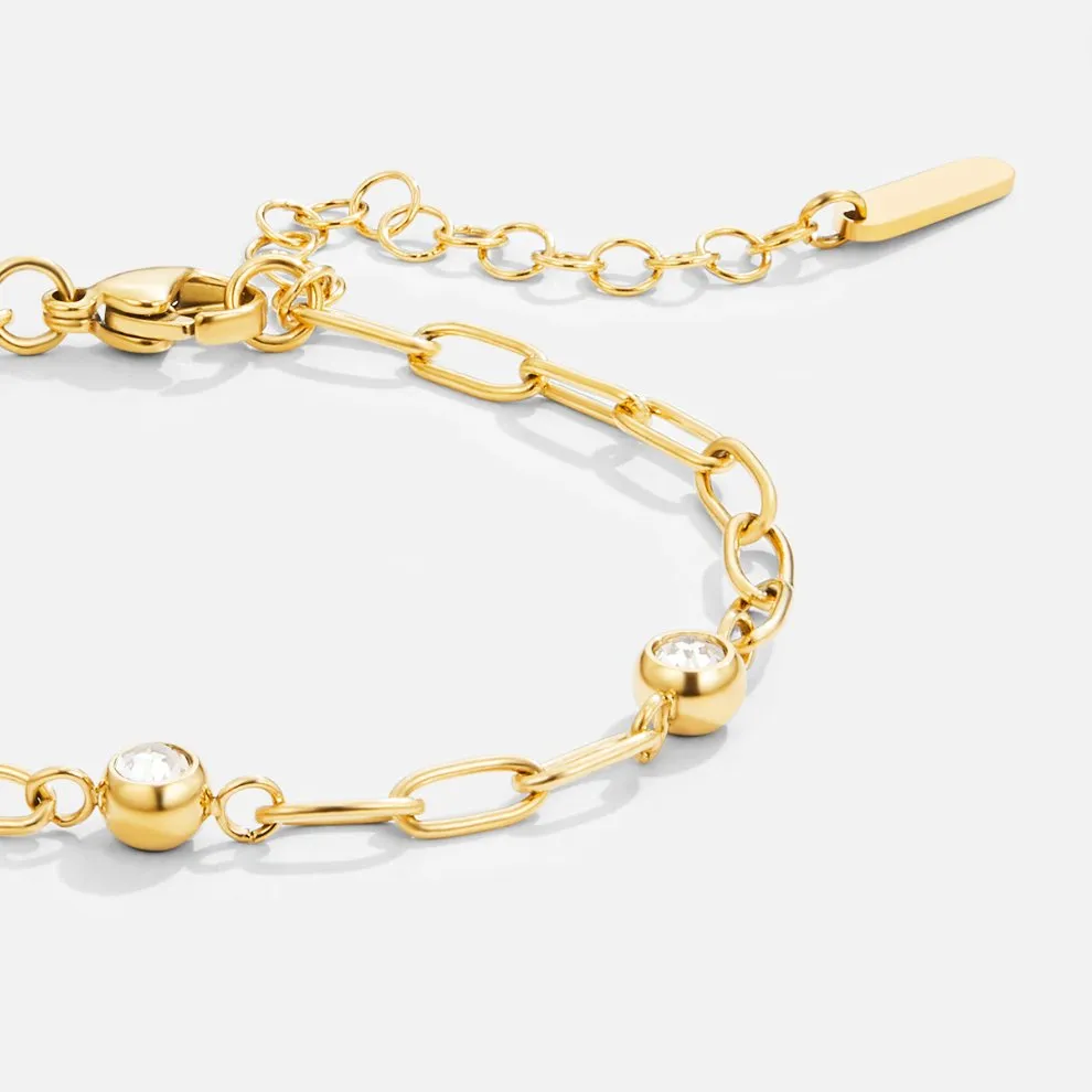 Monica Crystal & Gold Chain Bracelet