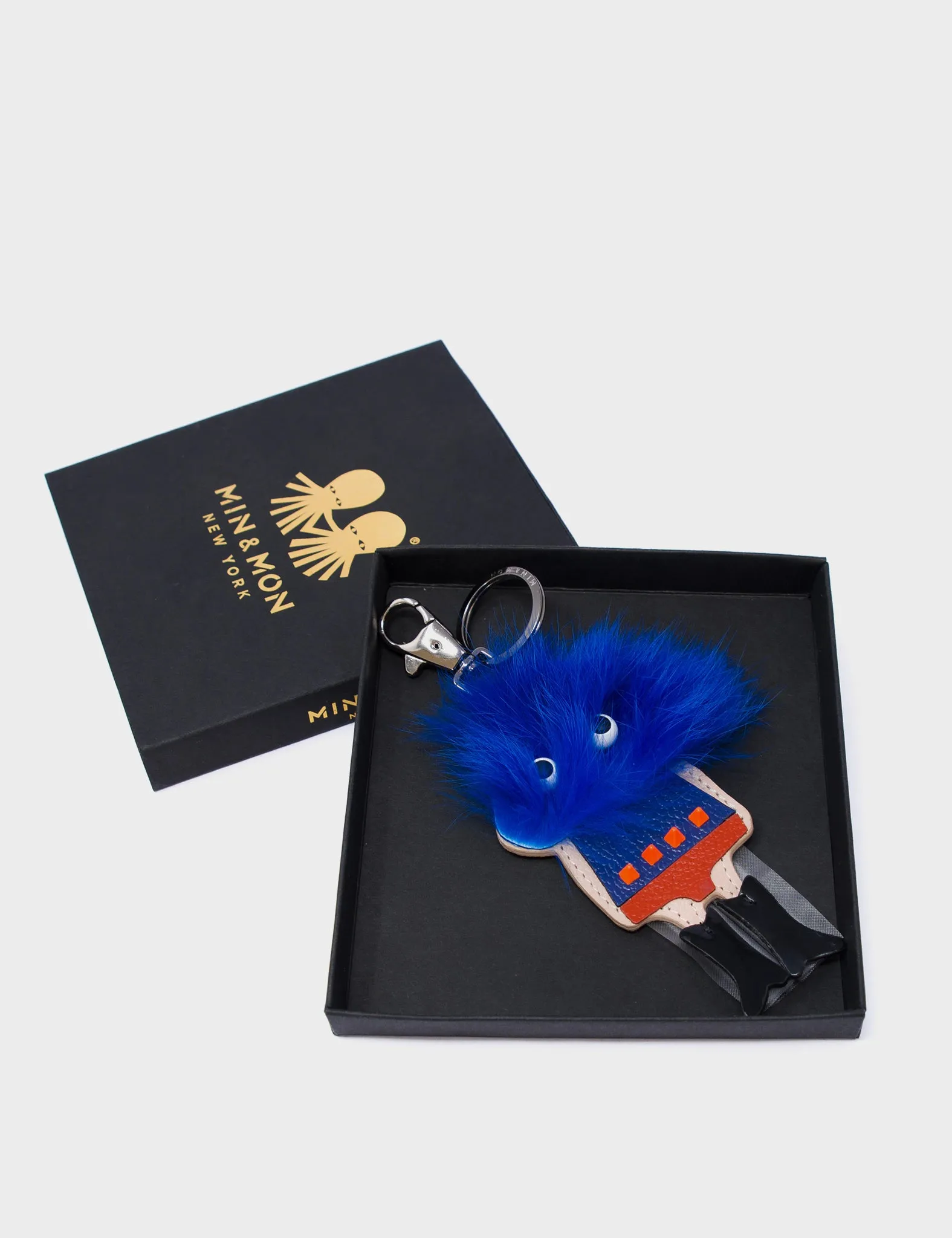 Monster Charm - Royal Blue Fur and Black Leather Boots