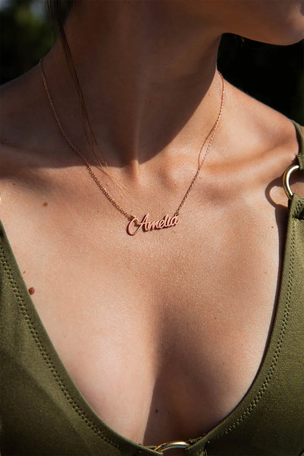 Name Necklace Script Rosegold