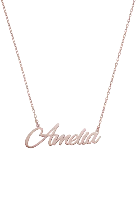 Name Necklace Script Rosegold