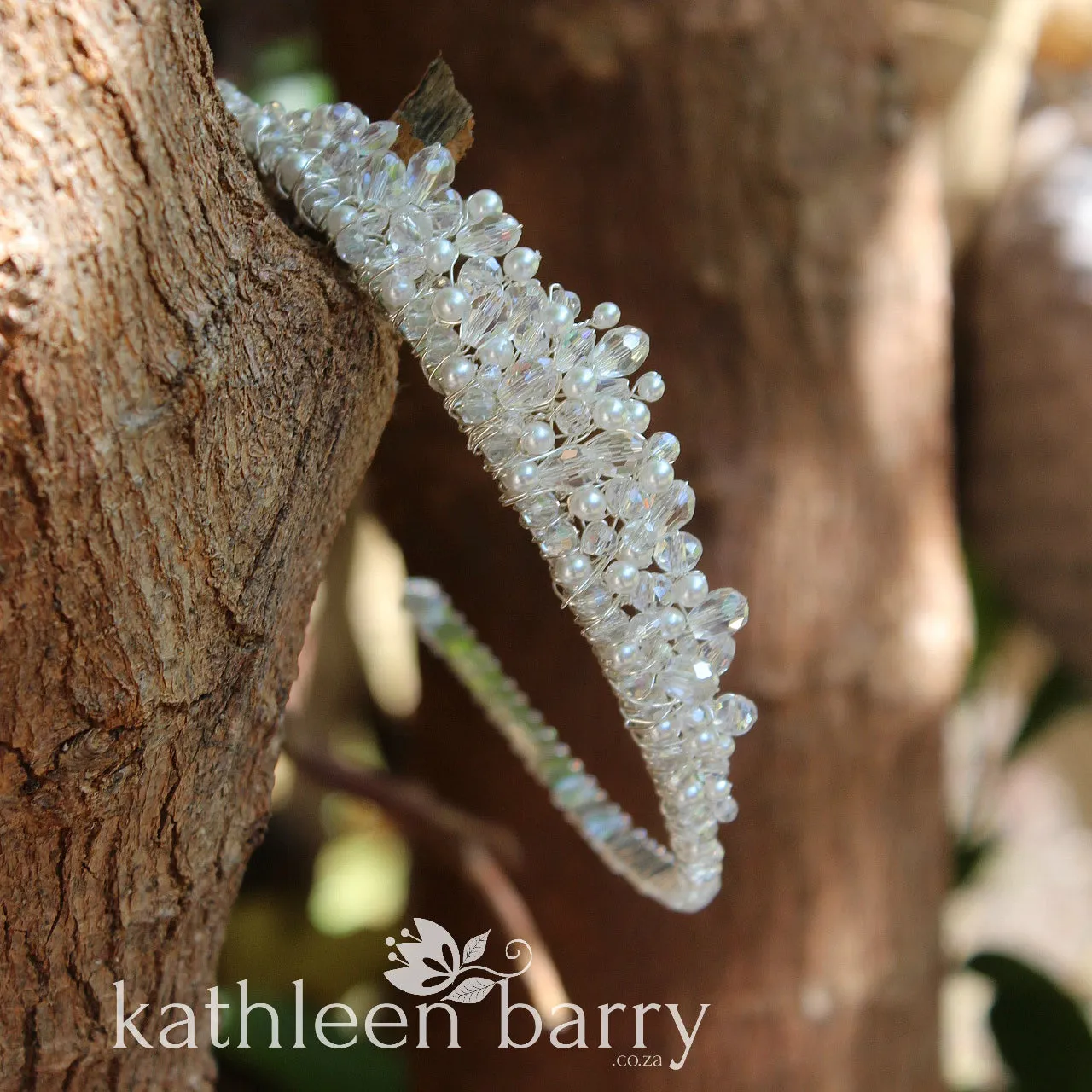 Natalie Tiara bridal crown - Clear and pearl (choice of colors)