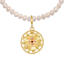 Open-Work Floral Pearl Necklace