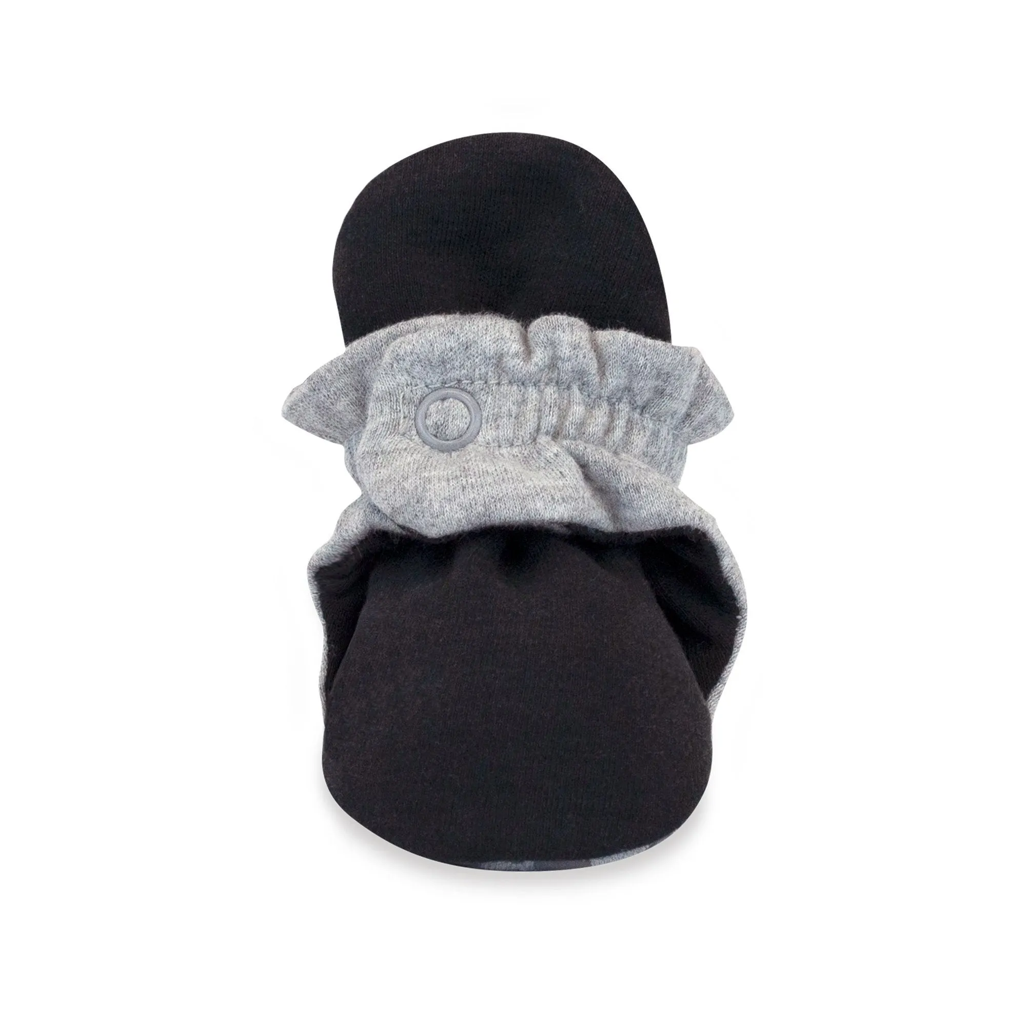 Organic Cotton Gripper Baby Bootie - Heather Gray/Black