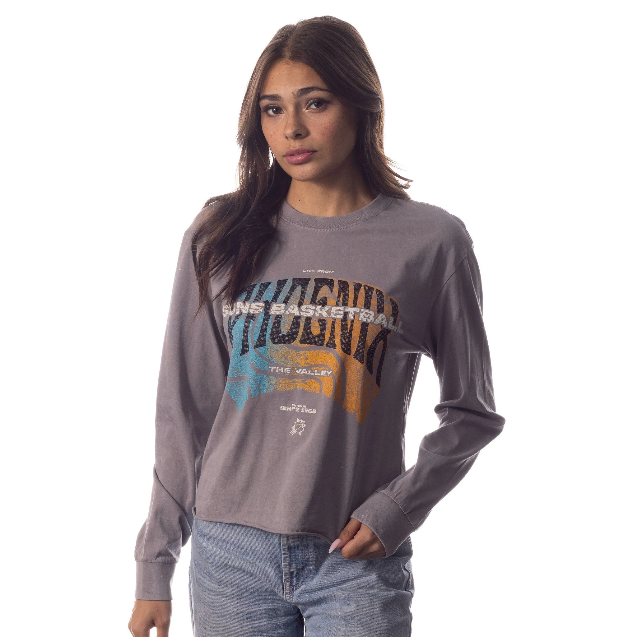 Phoenix Suns Women L/S Crop Tee - Grey