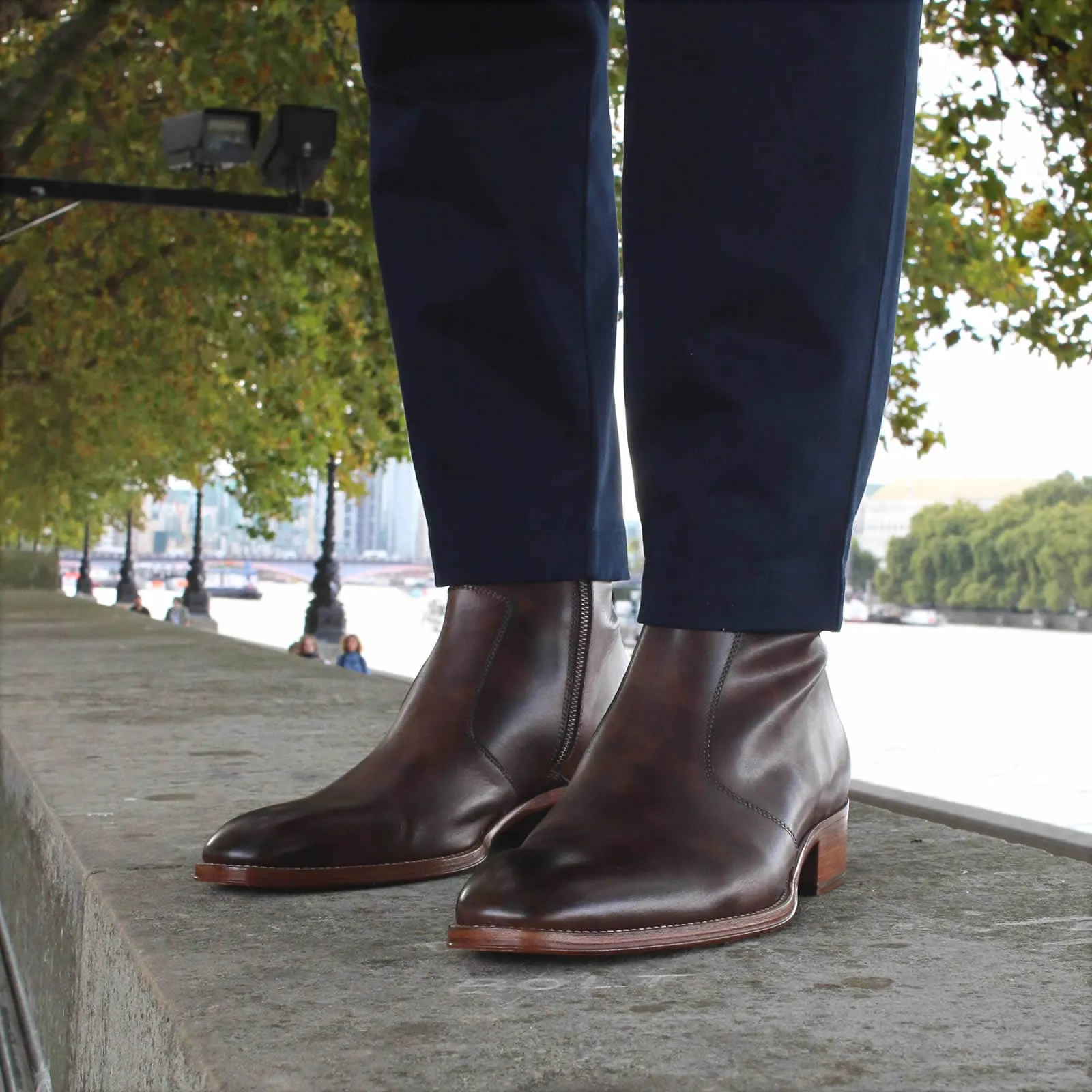 Brown Leather Phoenix Zip Ankle Boot for Men