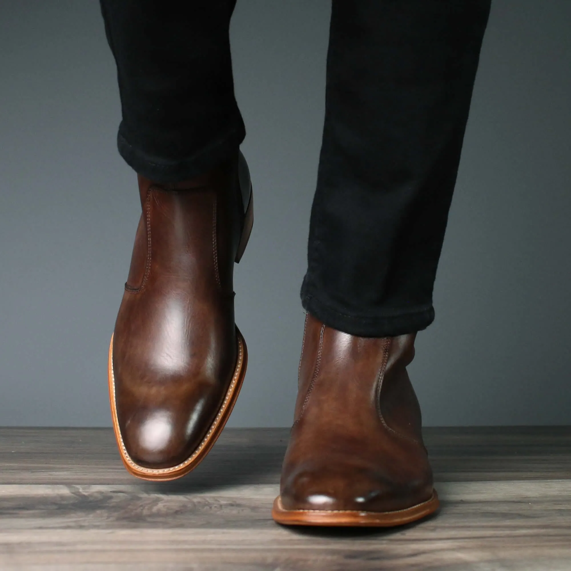 Brown Leather Phoenix Zip Ankle Boot for Men