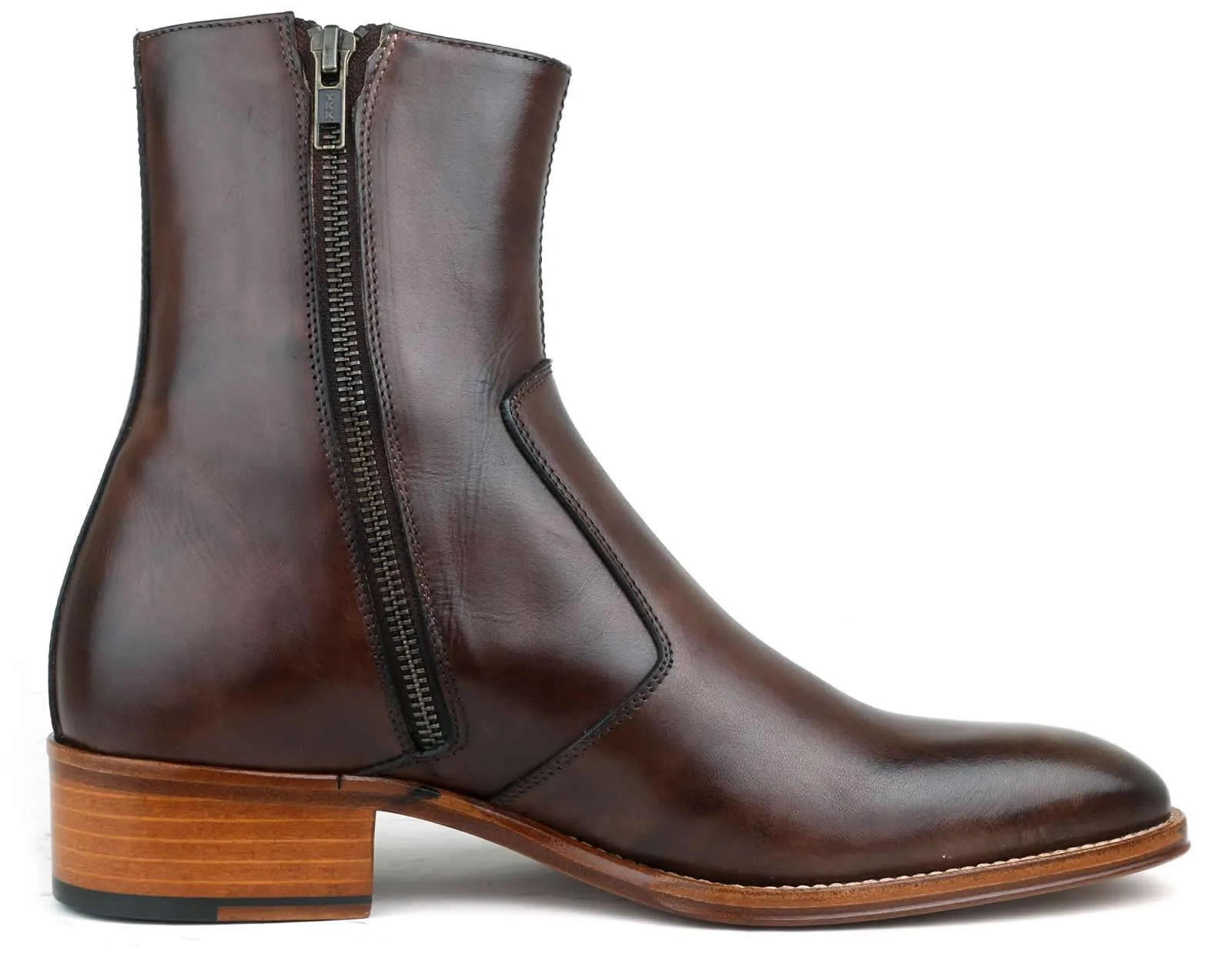 Brown Leather Phoenix Zip Ankle Boot for Men