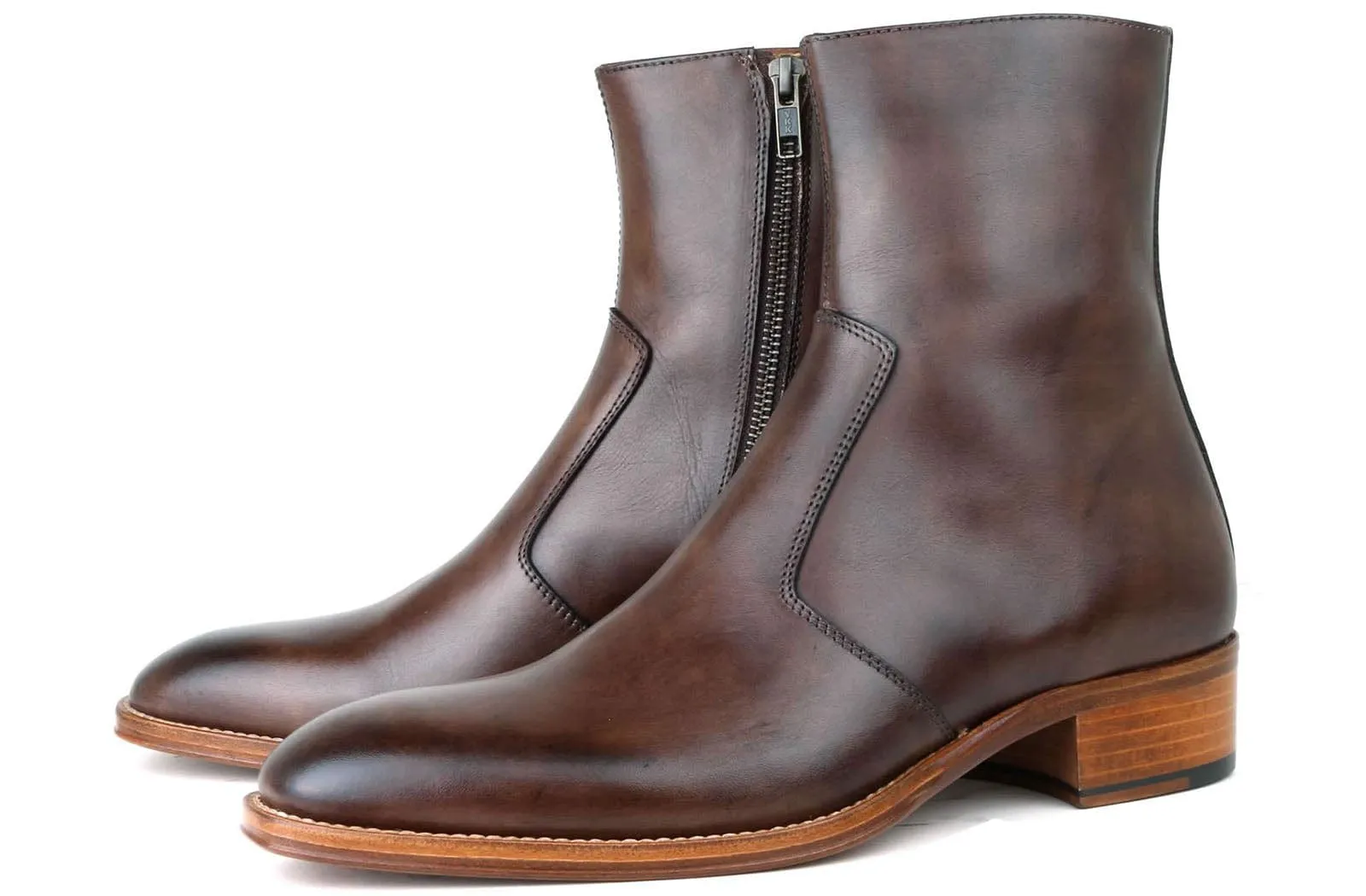 Brown Leather Phoenix Zip Ankle Boot for Men