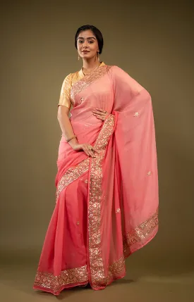 Pure Chiffon Gotapatti Work Saree