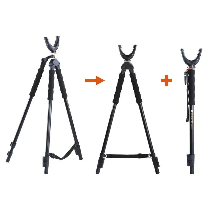 QUEST T62U Portable Shooting Tripod, Bipod, and Monopod Combo with U-Shaped Yoke