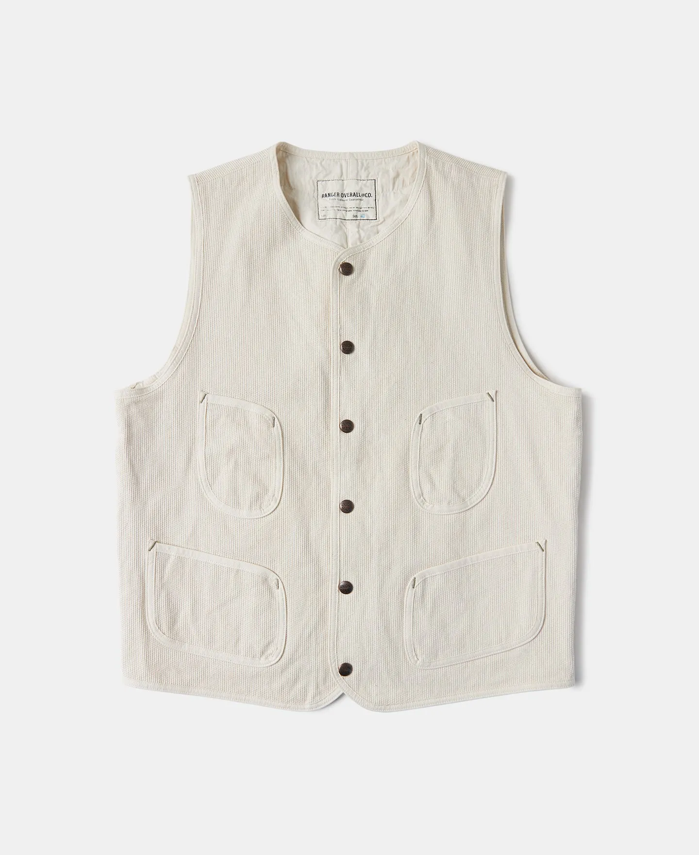 Round Neck Sashiko Jacquard Work Vest