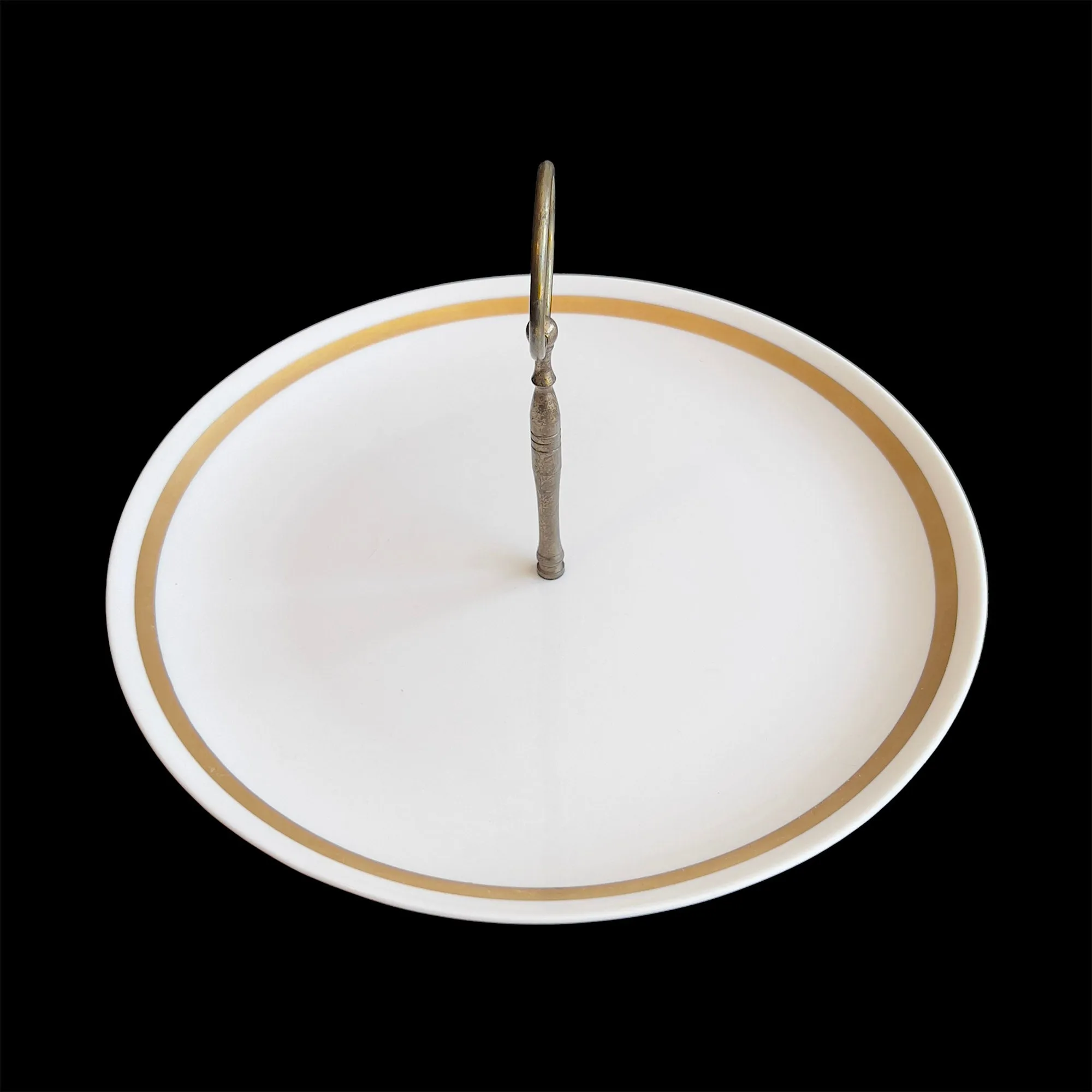 Royal Jackson Round White China Serving Tray with Handle 10.25 in.