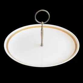 Royal Jackson Round White China Serving Tray with Handle 10.25 in.