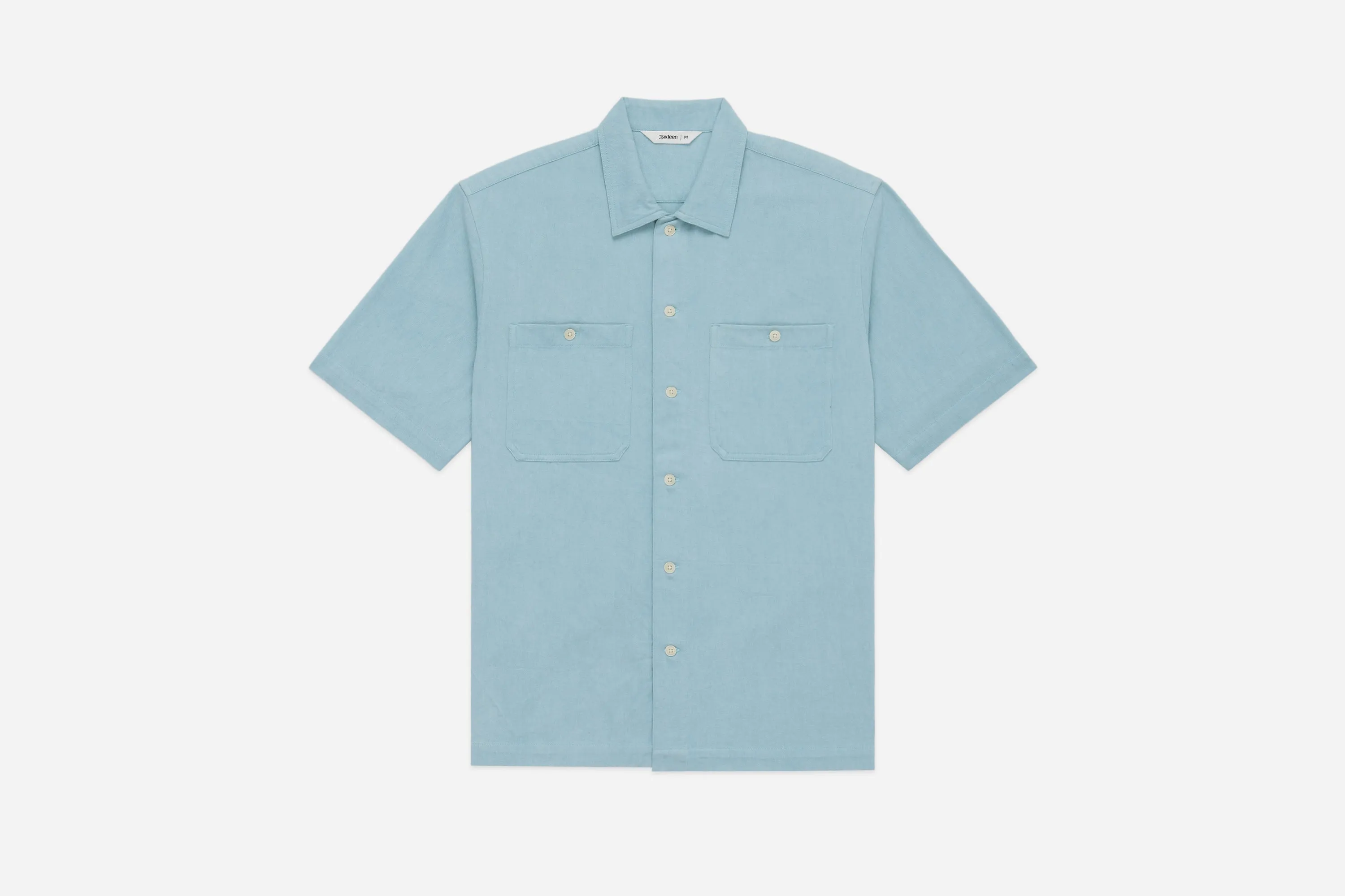 Short Sleeve Workshirt ~ Powder Blue Cotton Twill