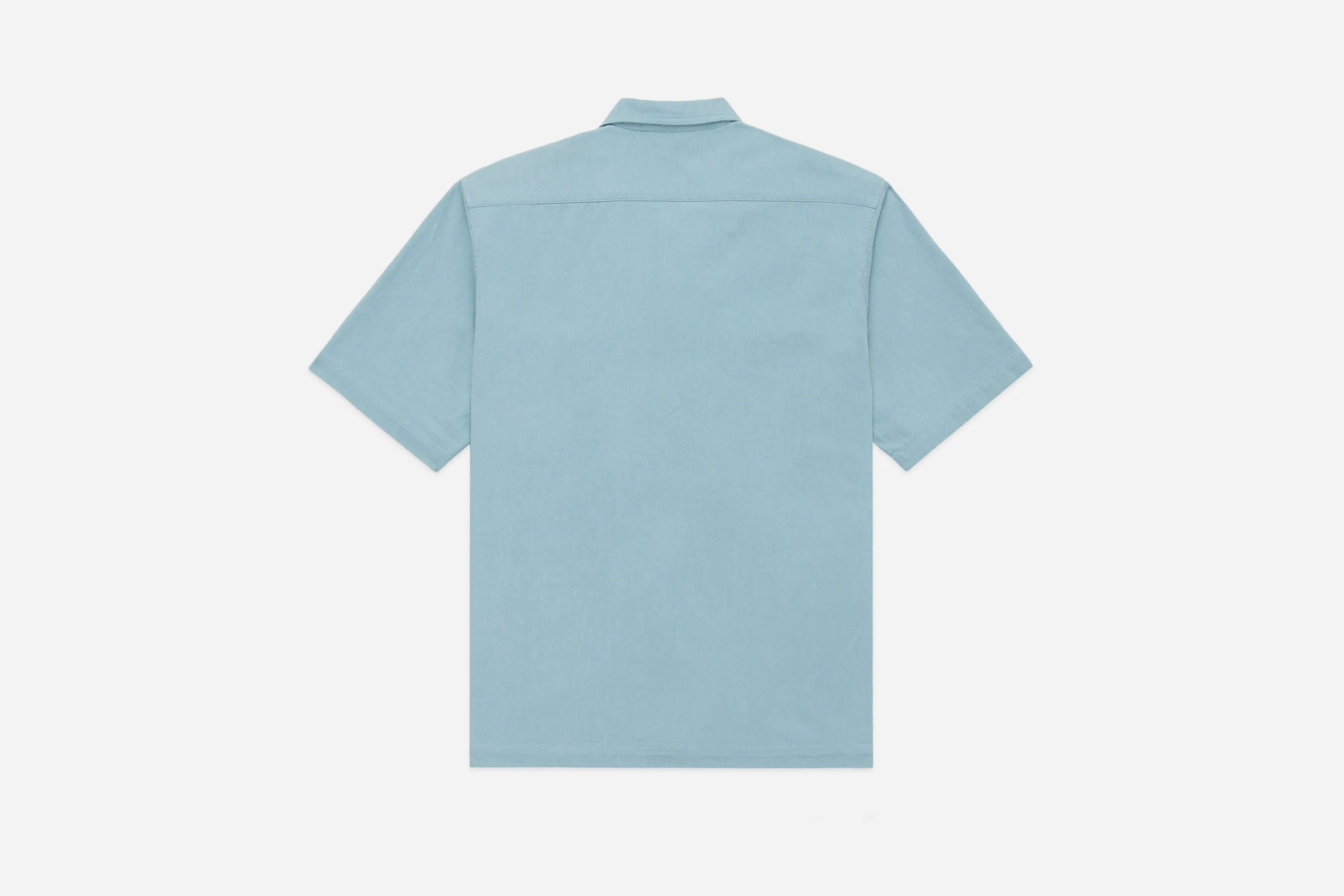 Short Sleeve Workshirt ~ Powder Blue Cotton Twill