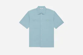 Short Sleeve Workshirt ~ Powder Blue Cotton Twill