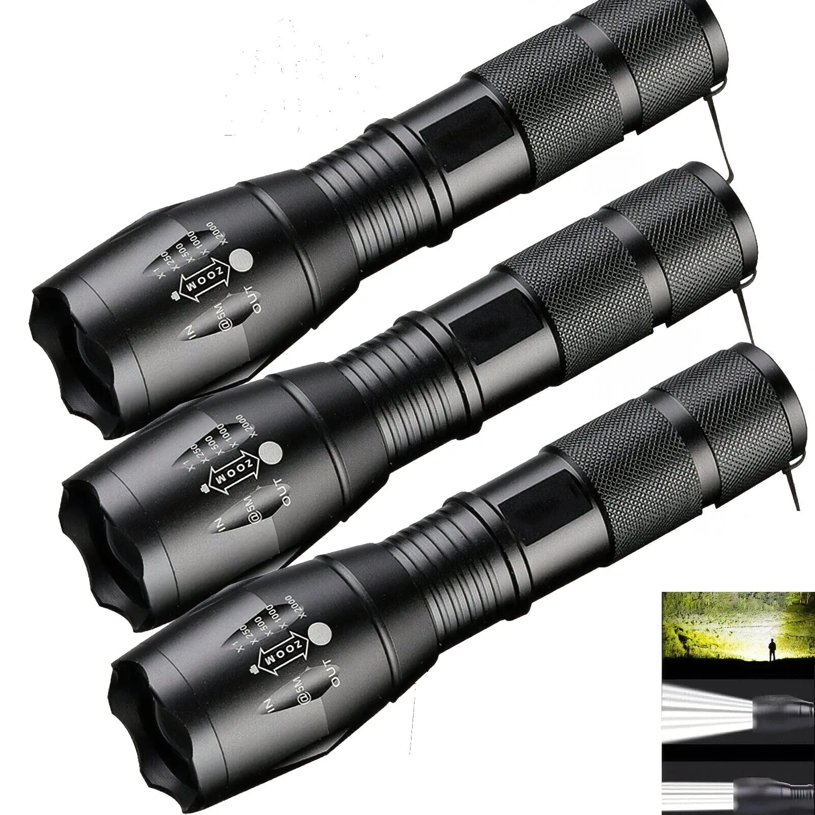 SMAXPro™ 3pk Tactical LED Zoomable Flashlights: Super Bright, 5 Modes, Waterproof