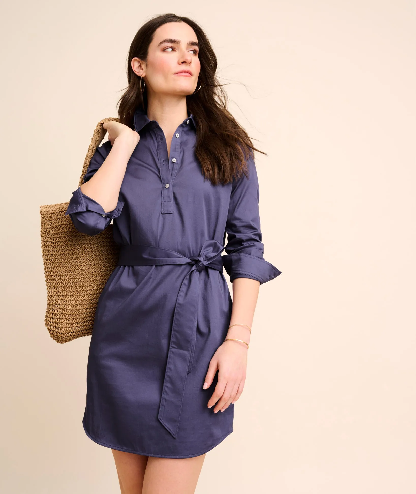 Stretch Cotton Popover Gracie Shirtdress