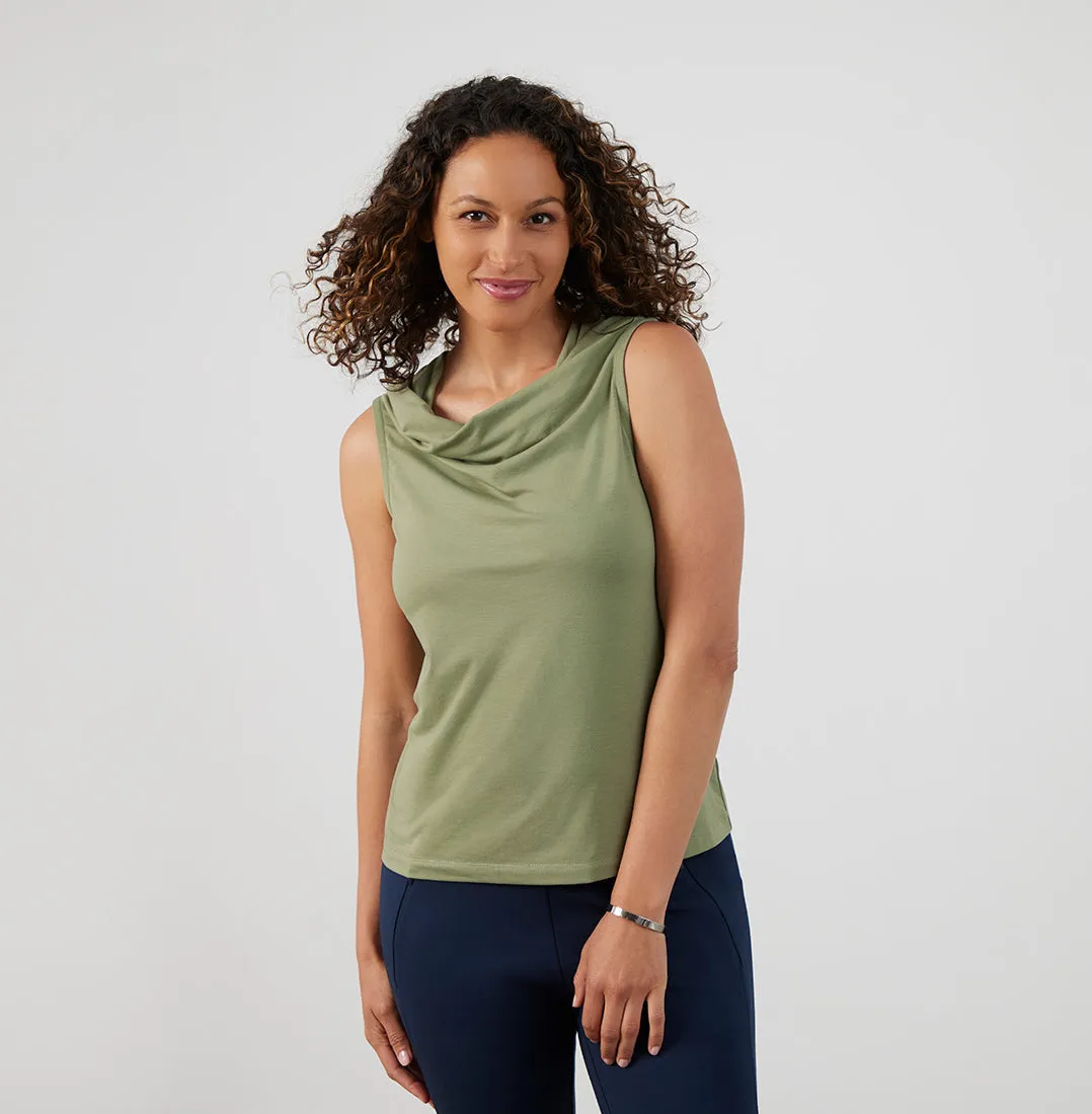 Threshold Cowl Neck Top Standard Fit - Sage Green