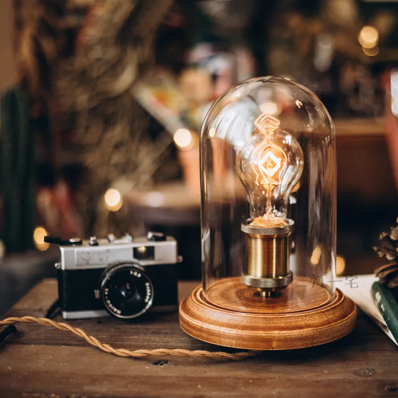 Vintage Brass Edison Bulb Table Lamp