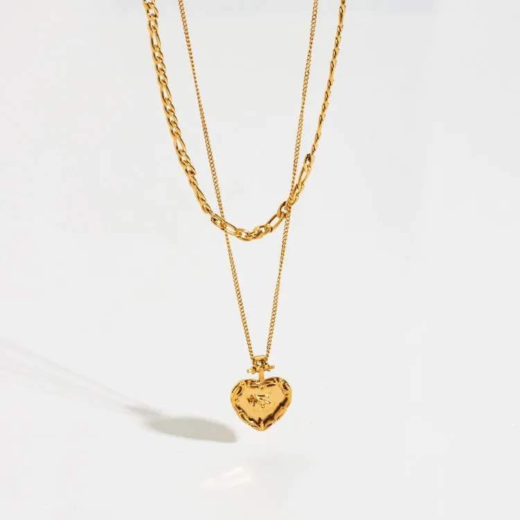 Vintage Court Style Muscle Love Pendant Double Layer Necklace