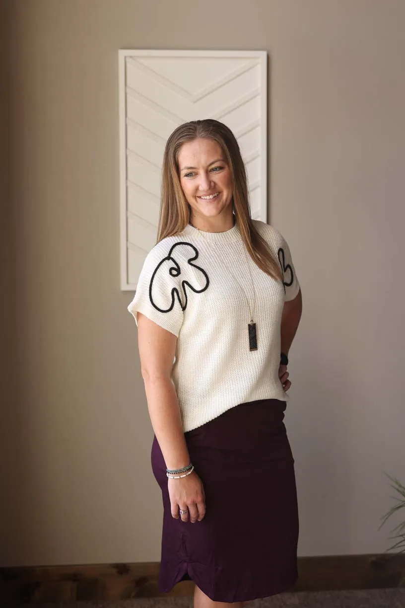 White Flower Sweater Top