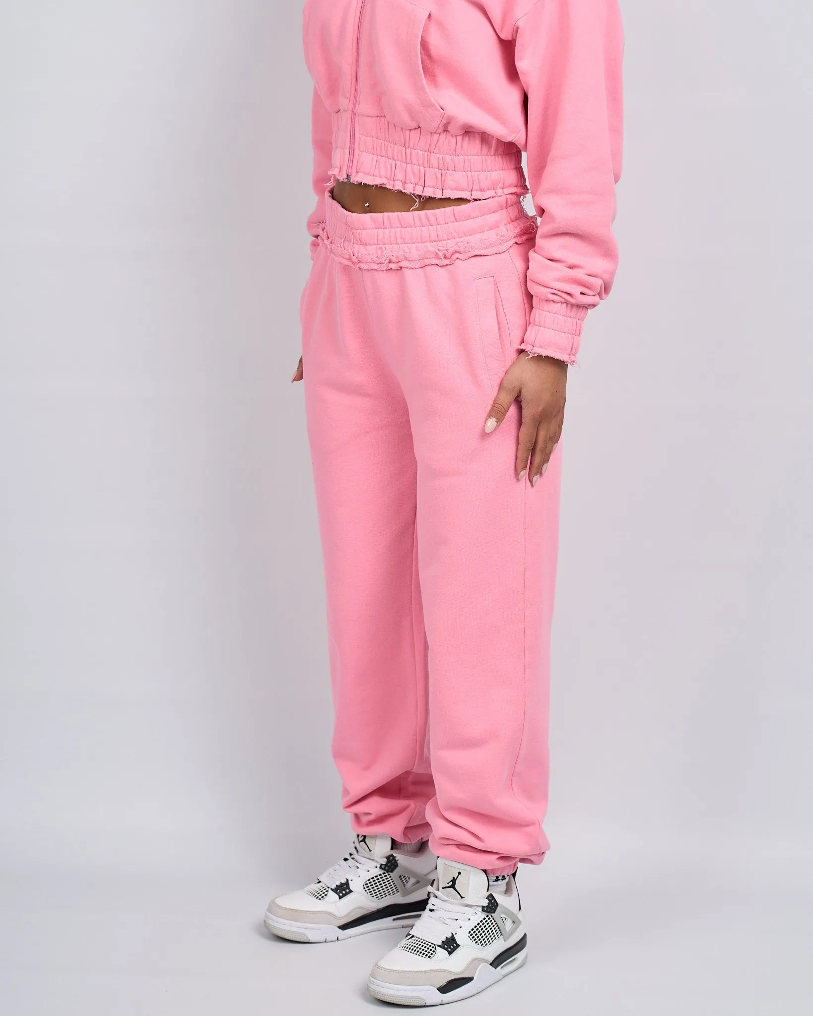 Women's Pink Distressed Joggers