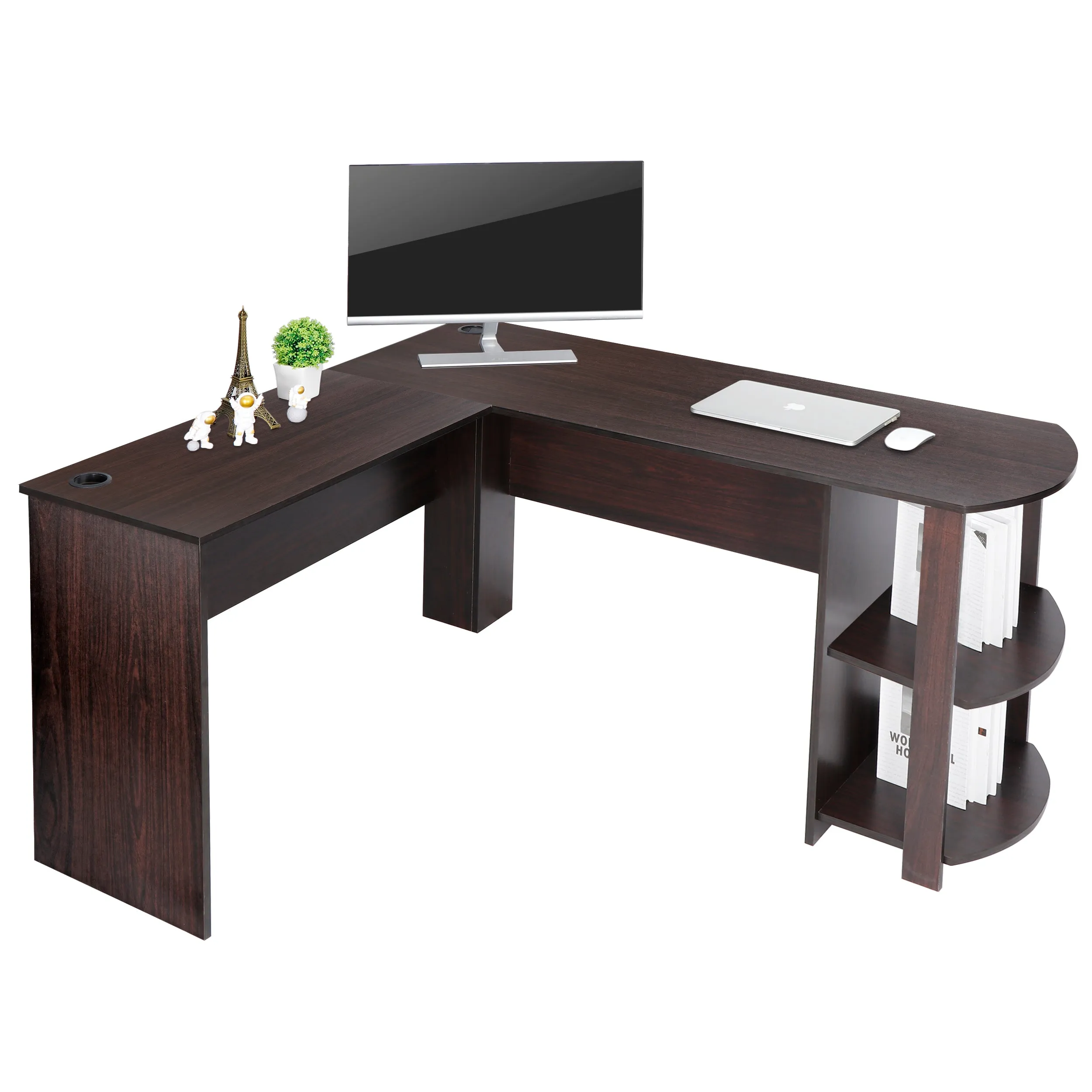 ZENY™ L-Shaped Computer Desk with Bookshelf 53.6’’ Corner Desk Gaming Desk Home Office Desk