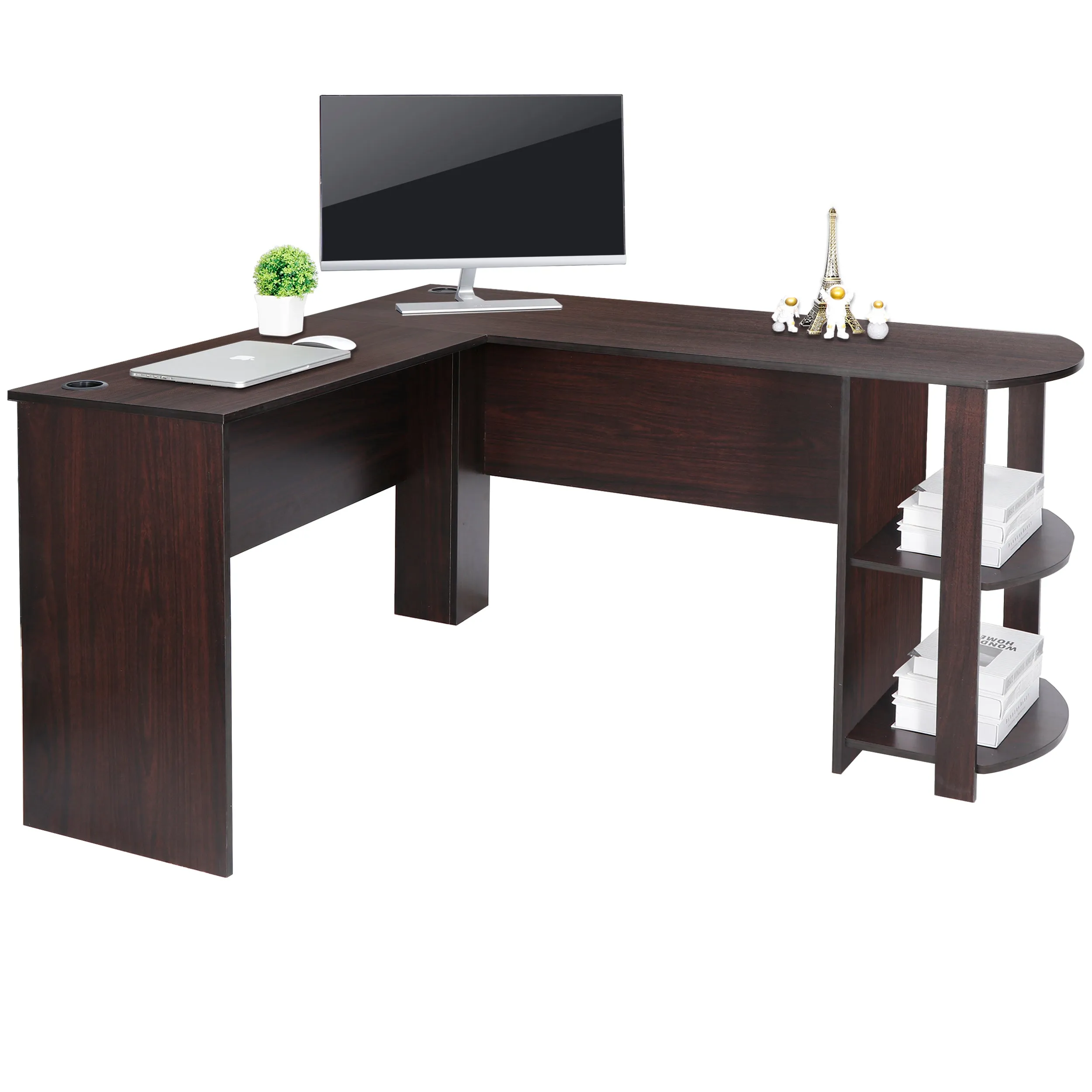 ZENY™ L-Shaped Computer Desk with Bookshelf 53.6’’ Corner Desk Gaming Desk Home Office Desk